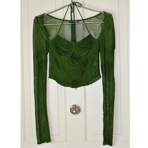 Green Mesh Corset Top